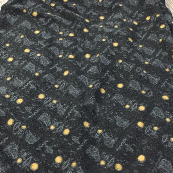 SALE LuLaRoe Black Grey Yellow Dot Leggings OS - Picture 3 of 3